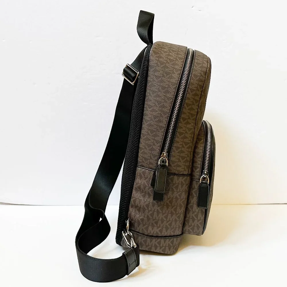 Michael Kors Cooper Sling Pack Backpack MK Signature Brown Black - Picture 5 of 10